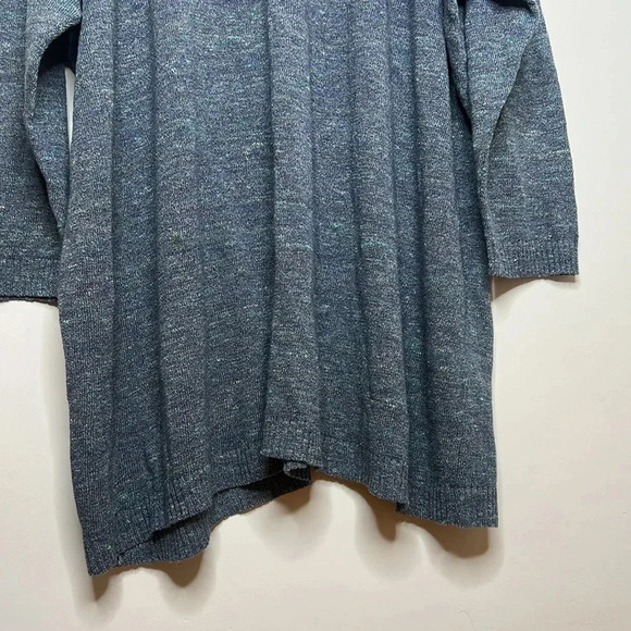 Eskandar One Size Blue Linen Blend Longline Knit Crewneck Tunic Sweater Dress - Picture 6 of 13